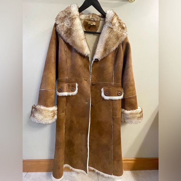 Wilson’s Leather Trench faux shearling coat size small - Picture 1 of 11